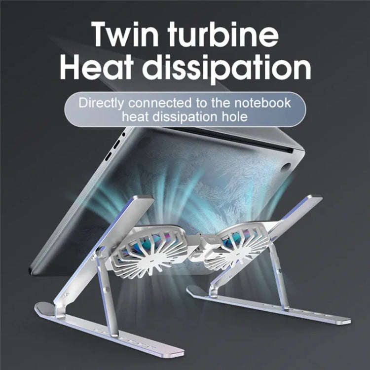 C9 Pro RGB Ambient Light Foldable Fan Cooling Laptop Aluminum Alloy Heightening Stand, Color: Pink