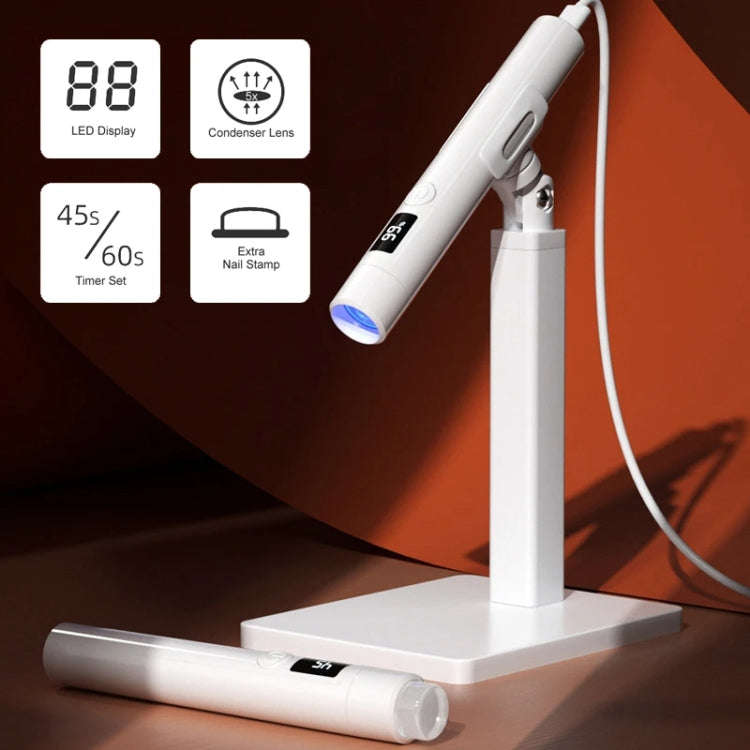 Rechargeable Mini UV Led Lamp for Nails Gel Dry With 360 Degree Rotating Stand(White)