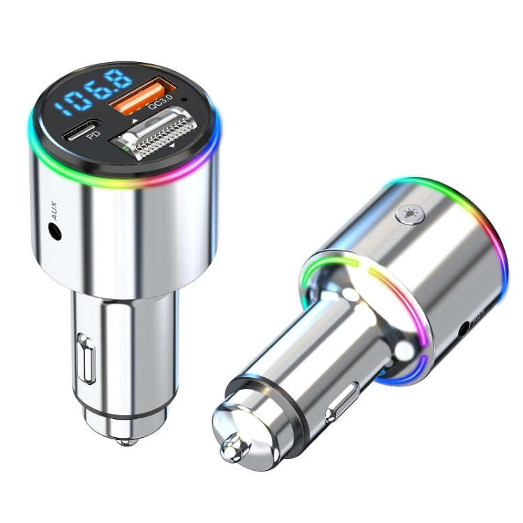 Car Bluetooth Voltage Detection MP3 Player Wireless Charger(Silver)
