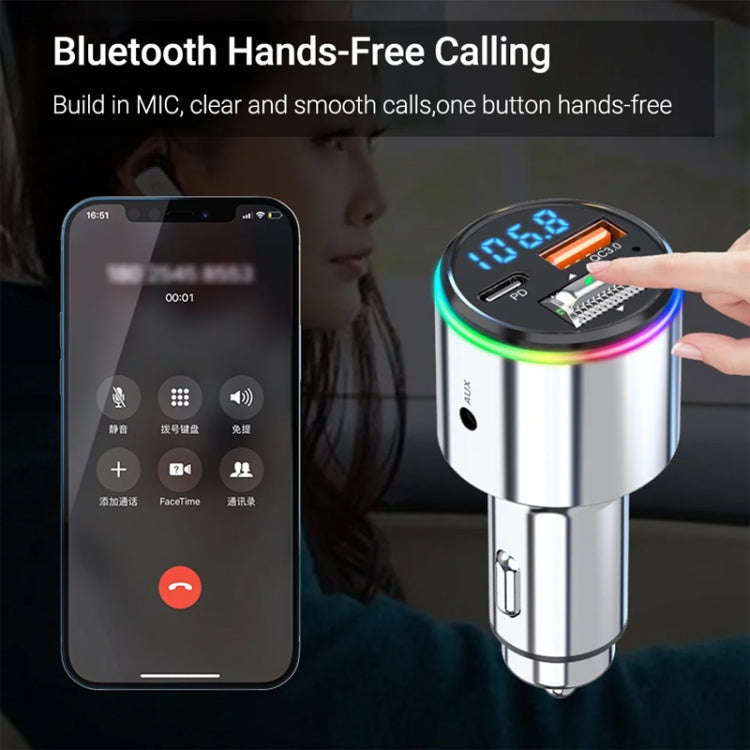 Car Bluetooth Voltage Detection MP3 Player Wireless Charger(Silver)