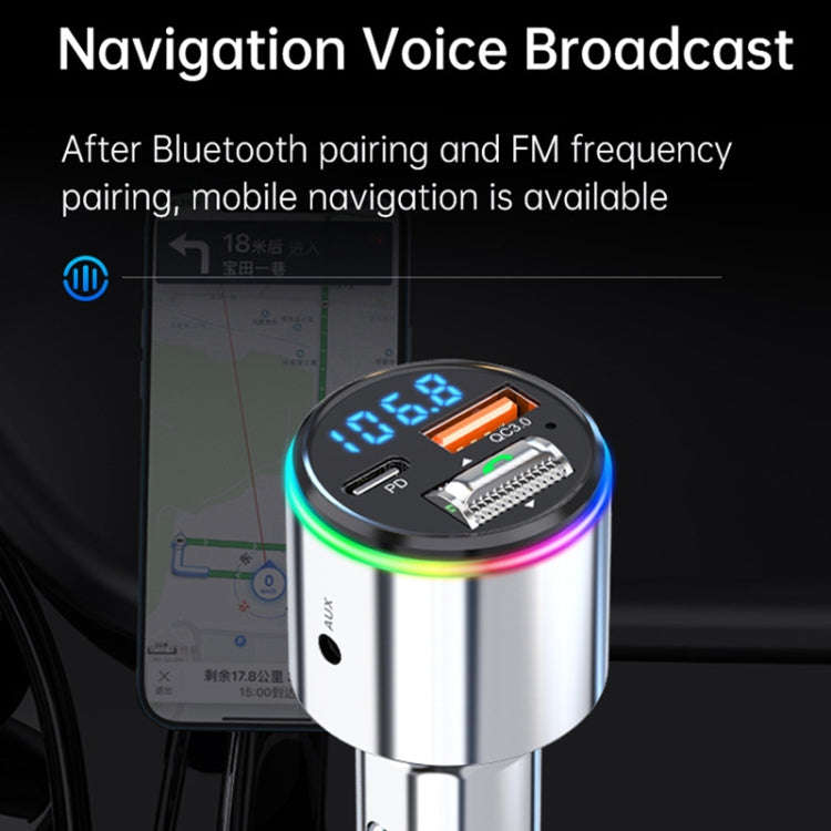Car Bluetooth Voltage Detection MP3 Player Wireless Charger(Silver)