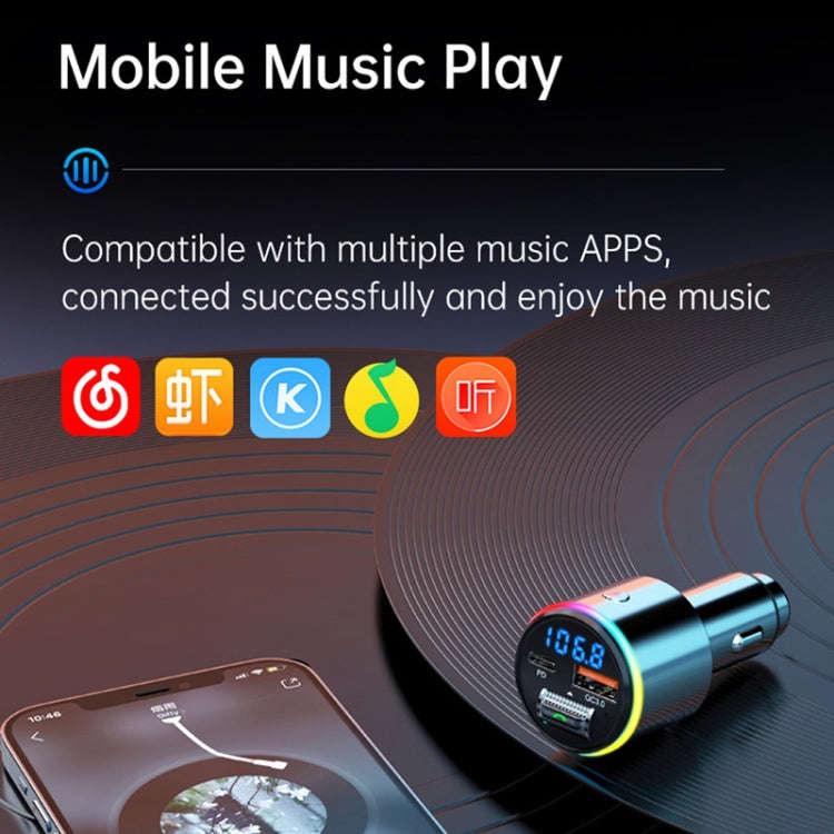 Car Bluetooth Voltage Detection MP3 Player Wireless Charger(Silver)