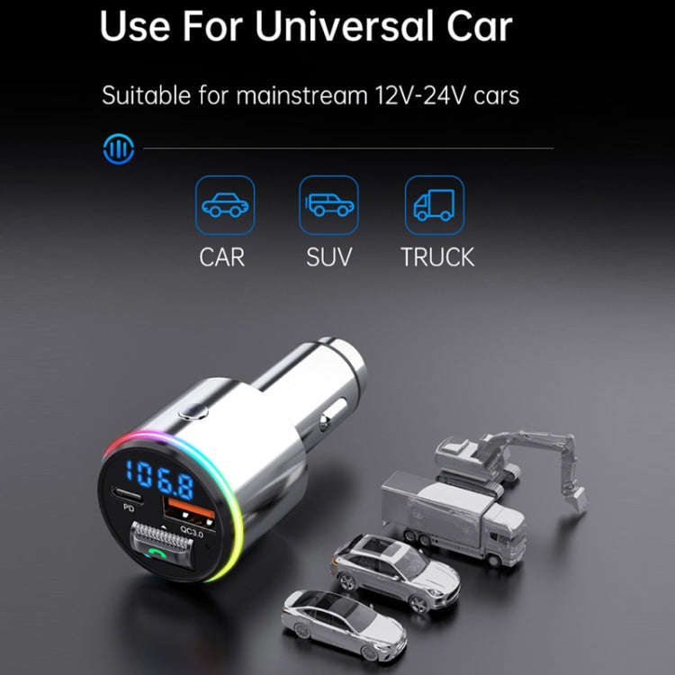 Car Bluetooth Voltage Detection MP3 Player Wireless Charger(Silver)