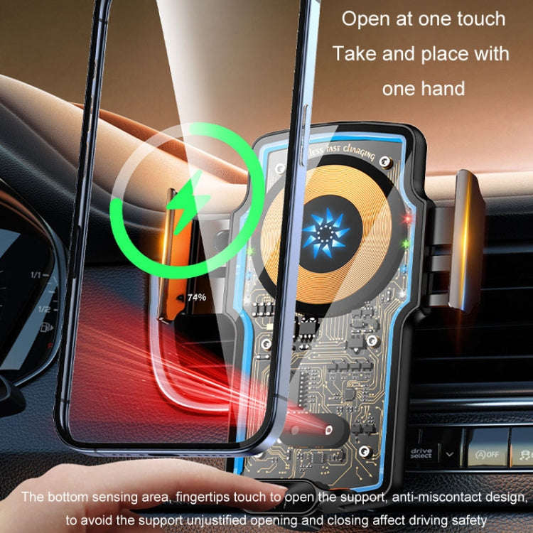 Car Magsafe Wireless Charger Transparent Induction 120W Fast Charging Universal Mobile Phone Brac...