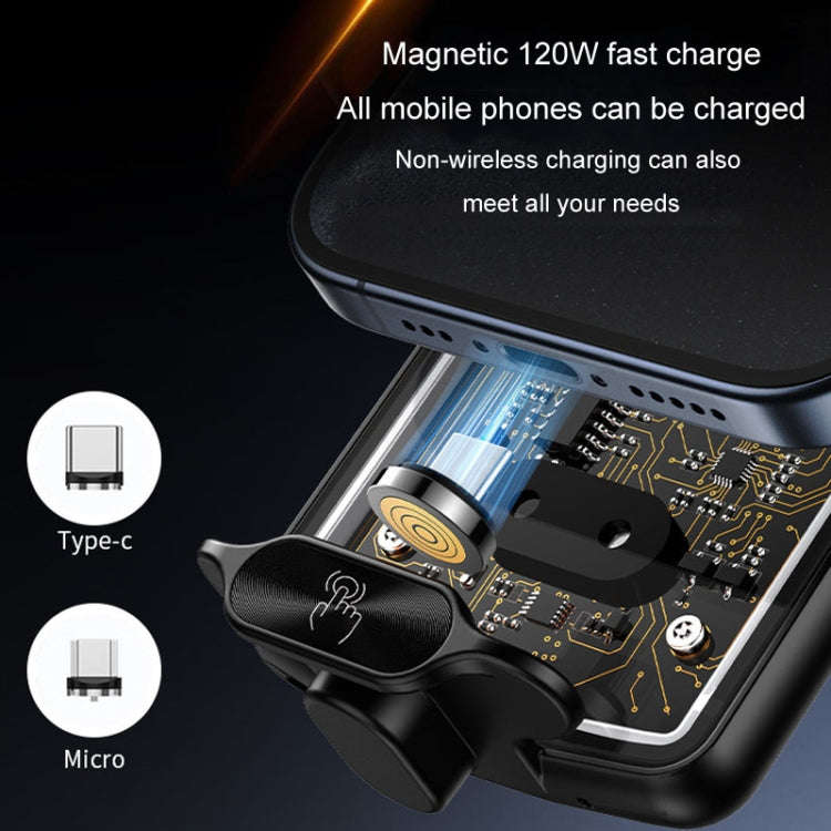 Car Magsafe Wireless Charger Transparent Induction 120W Fast Charging Universal Mobile Phone Brac...