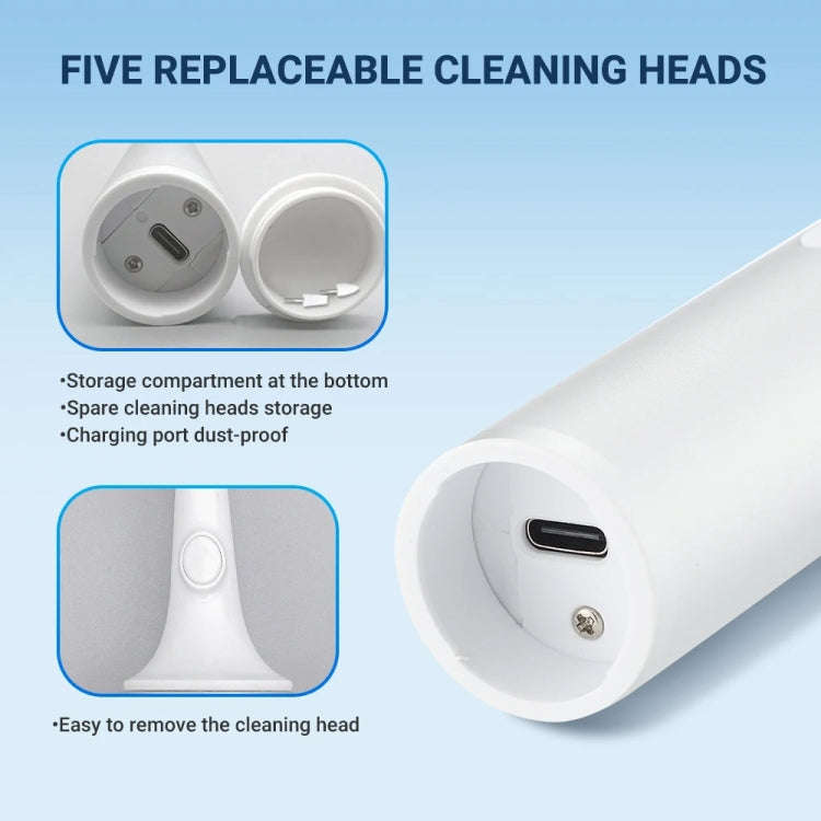 5 In 1 Electric Tooth Polisher USB Rechargeable Dental Scaler Toothbrush(M15 Silver)
