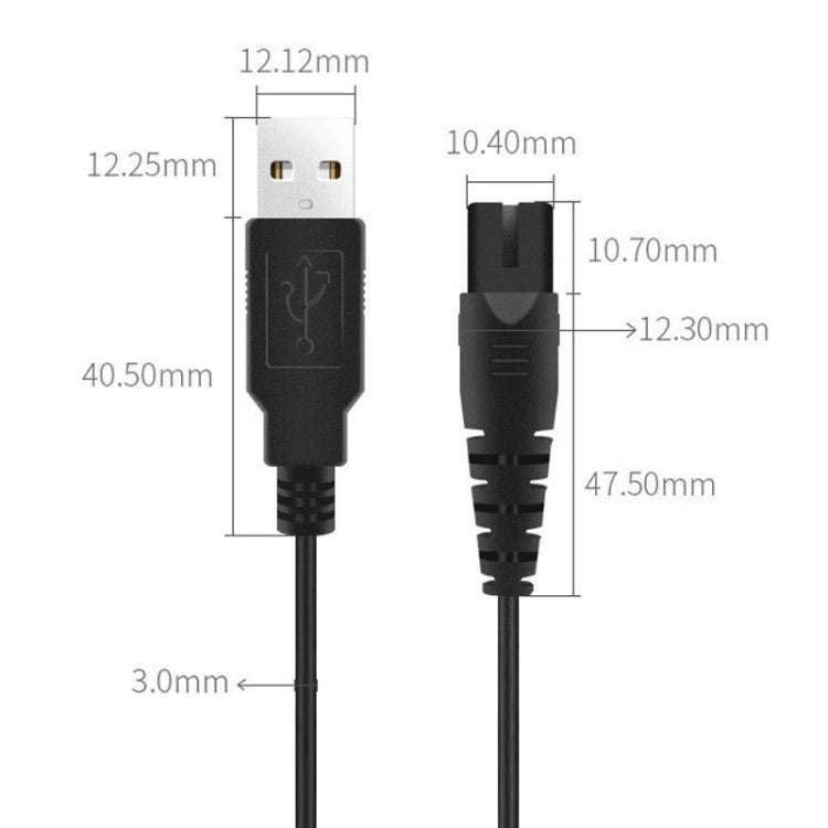 1.25m For Shaver / Water Refill Device USB TTo 8-Figure Tail Charging Cable Power Cord(Black)