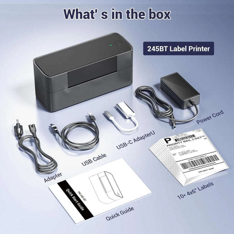 Phomemo PM245-BT Bluetooth Shipping Label Printer Support Labels Width  1- 4.6 Inch(UK Plug)