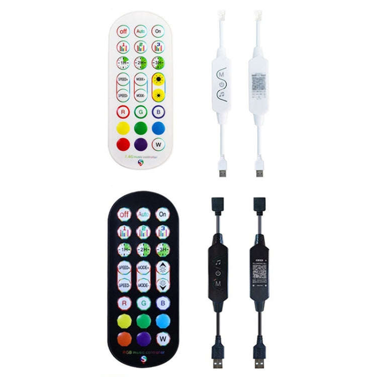 24-Key 2.4G Smart Colorful Running Water LED Light Strip Controller(Black)