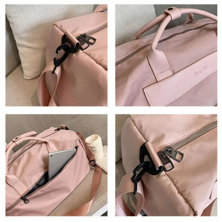 Large Capacity Portable Fitness Sports Handbag Leisure Travel Bag with Shoe Compartment(Khaki)
