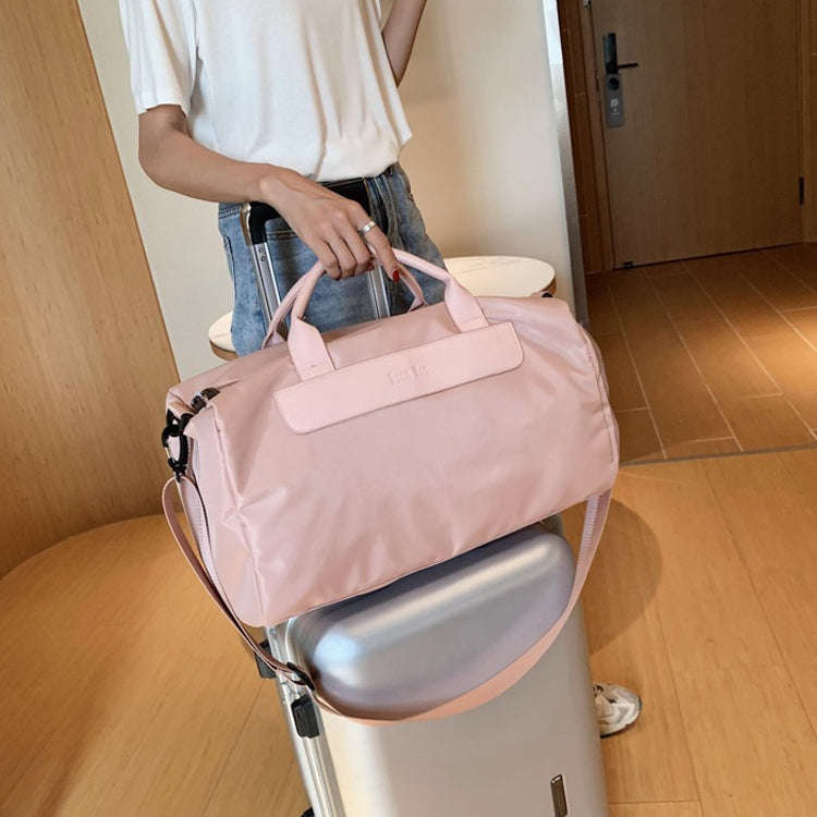 Large Capacity Portable Fitness Sports Handbag Leisure Travel Bag with Shoe Compartment(Pink)