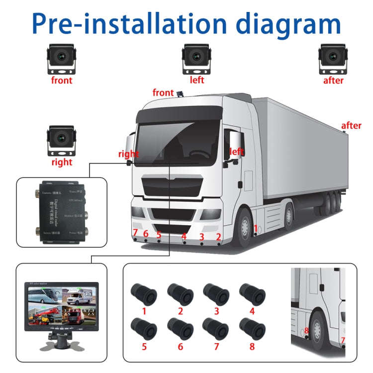 7 Inch Four-Way Monitor With Reverse Detection Digital Radar(PZ905)