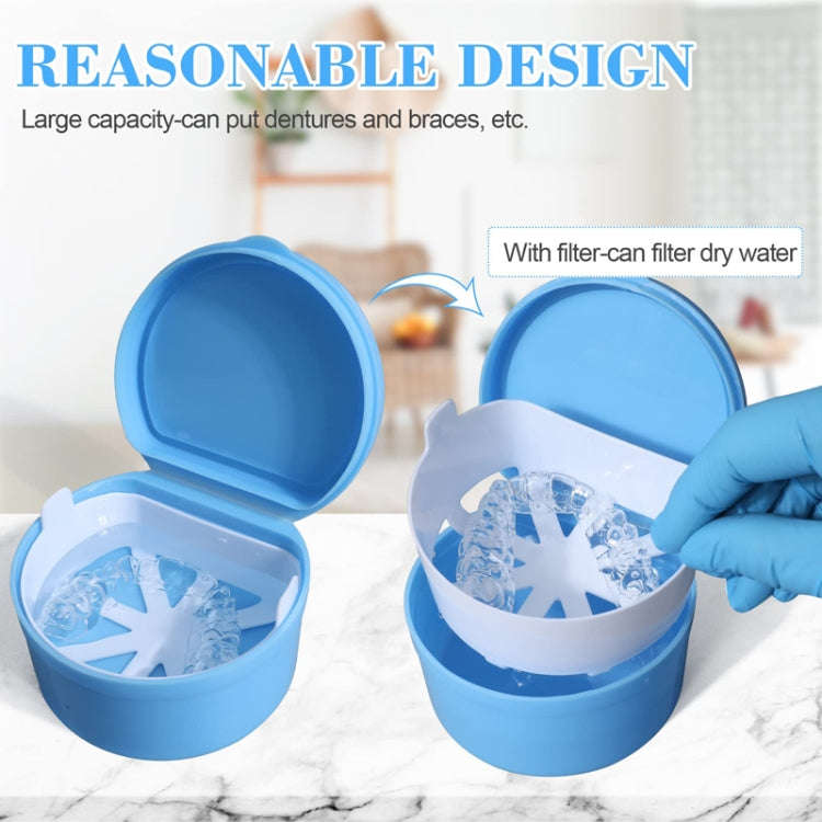 Braces Soaking Storage And Cleaning Box Portable Dental Reservation Case(Blue)