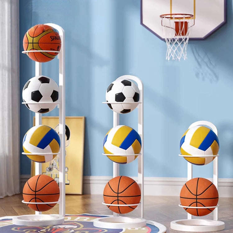 Basketball Storage Rack Volleyball Stand Holder, Spec: 4 Layers White