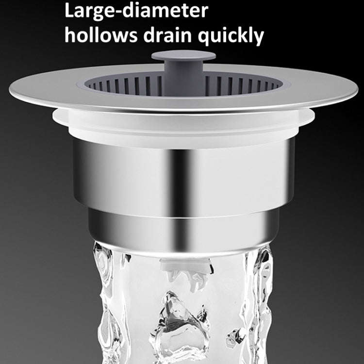 Pop Up Kitchen Sink Drain Strainer Stopper Combo Anti-Clog and Easy Clean(Silver)