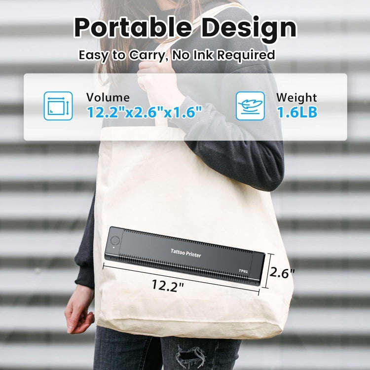 Phomemo TP81 A4 Wireless Thermal Printer Tattoo Template Printer(Black)