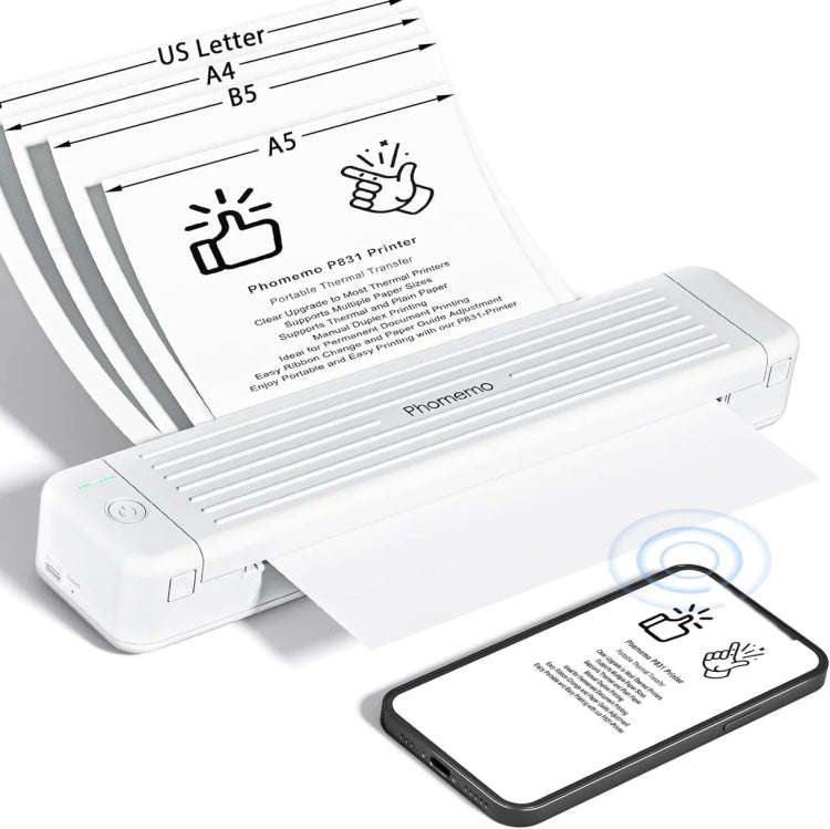 Phomemo P831 Bluetooth Portable Thermal Transfer Printer Support A4 / Letter / A5 / B5 Plain Pape...