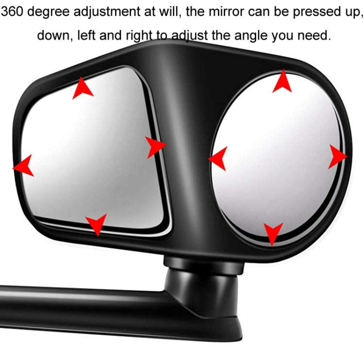 Car Auxiliary Mirror Multi-Function Wide-Angle Rear View Reversing Mirror(Black Right)