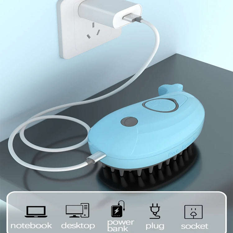 Pet Spray Steamy Brush Cat Dog Grooming Massage Comb(Whale Blue)