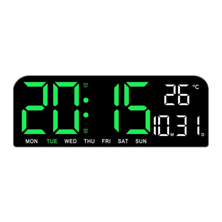 LED Screen Digital Display Desktop Alarm Clock Multifunctional Decoration Wall Clock(Green)