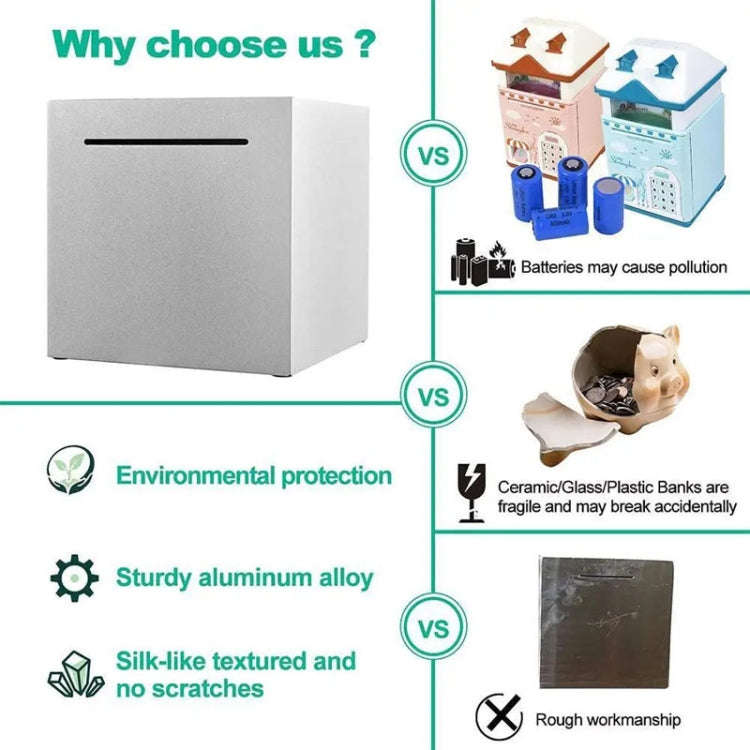 12x12x12cm Stainless Steel Money Box Only In, No Export Adult Children Savings Box