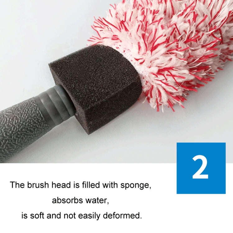 30cm Microfiber Long-handled Plush Tire Cleaning Brush(Blue White)