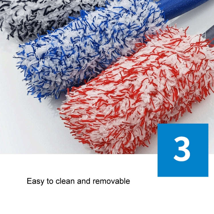 30cm Microfiber Long-handled Plush Tire Cleaning Brush(Blue White)