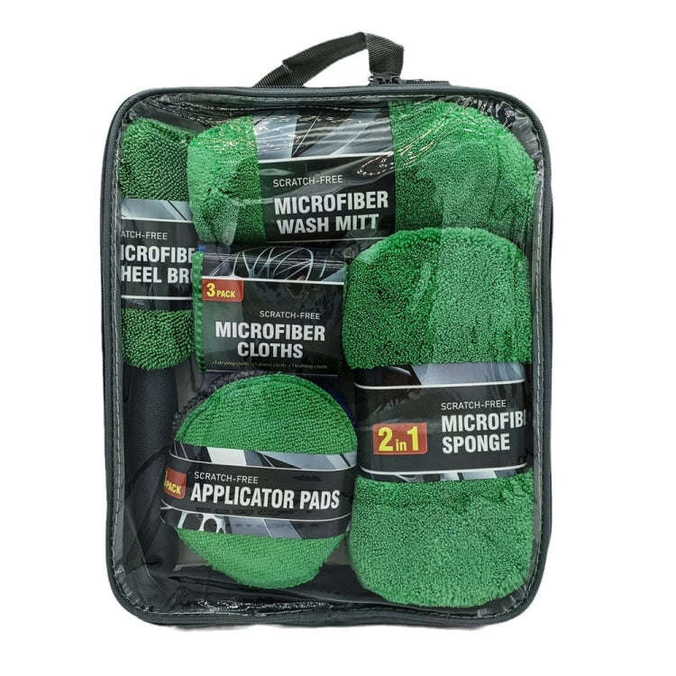 9pcs /Set Car Detailing Gloves Rags Waxing Cleaning Set(Green)