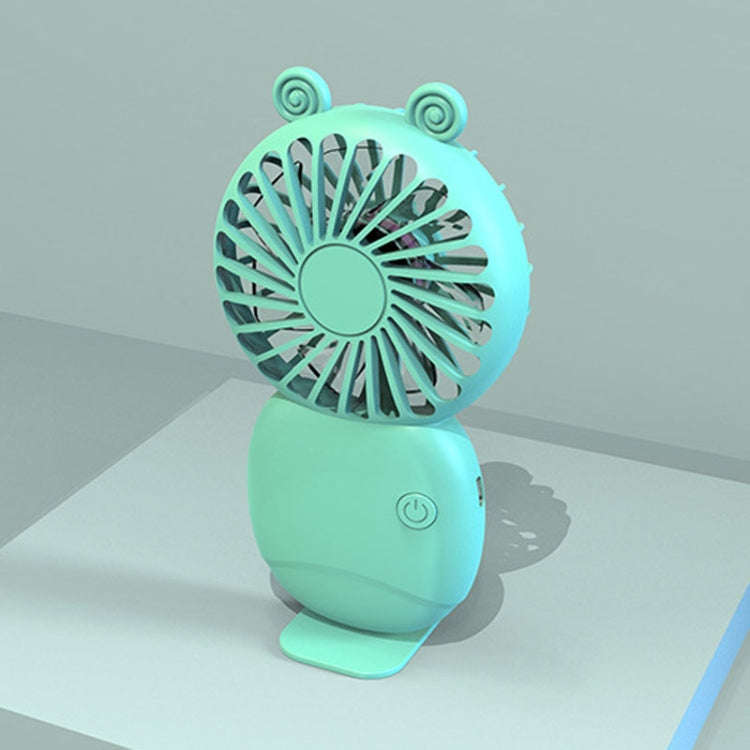 Summer Cartoon Pocket Handheld Stand Fan Rechargeable Silent Mini Fan(Green)
