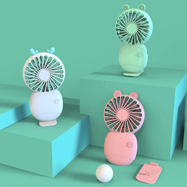 Summer Cartoon Pocket Handheld Stand Fan Rechargeable Silent Mini Fan(Green)