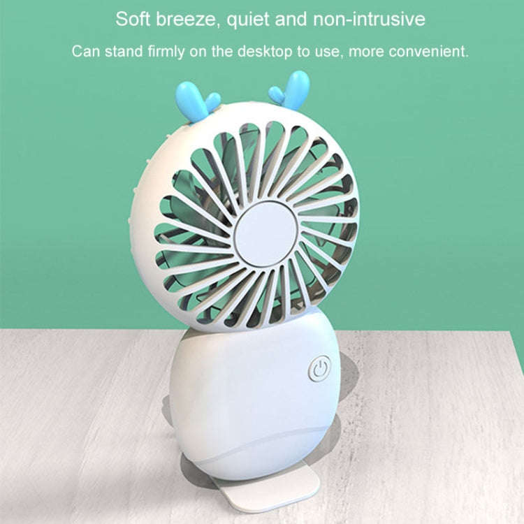 Summer Cartoon Pocket Handheld Stand Fan Rechargeable Silent Mini Fan(Green)