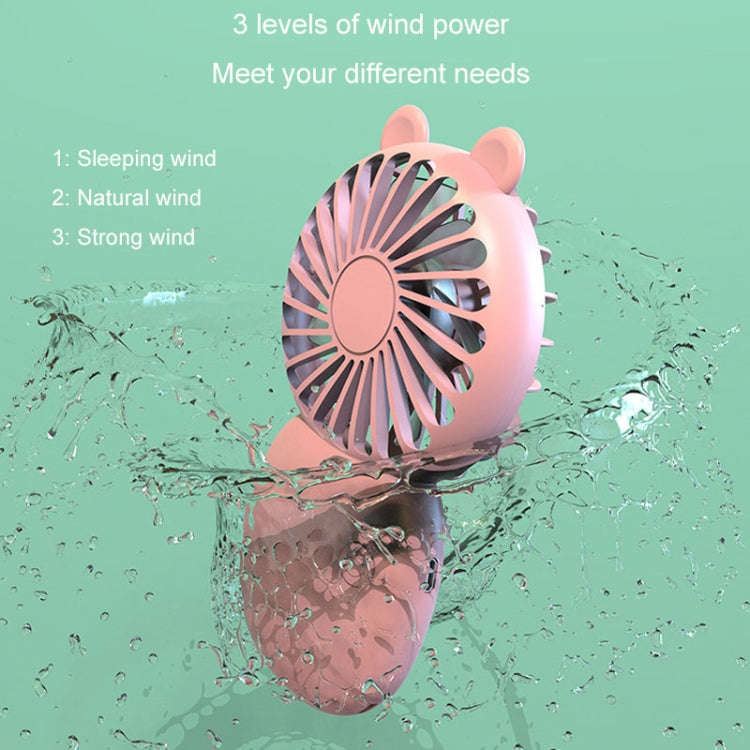 Summer Cartoon Pocket Handheld Stand Fan Rechargeable Silent Mini Fan(Green)