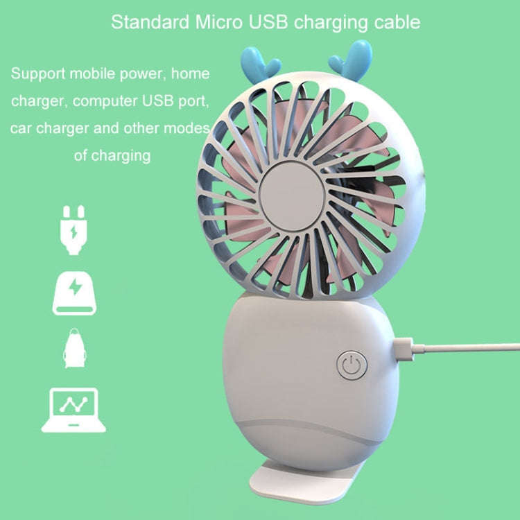 Summer Cartoon Pocket Handheld Stand Fan Rechargeable Silent Mini Fan(Green)