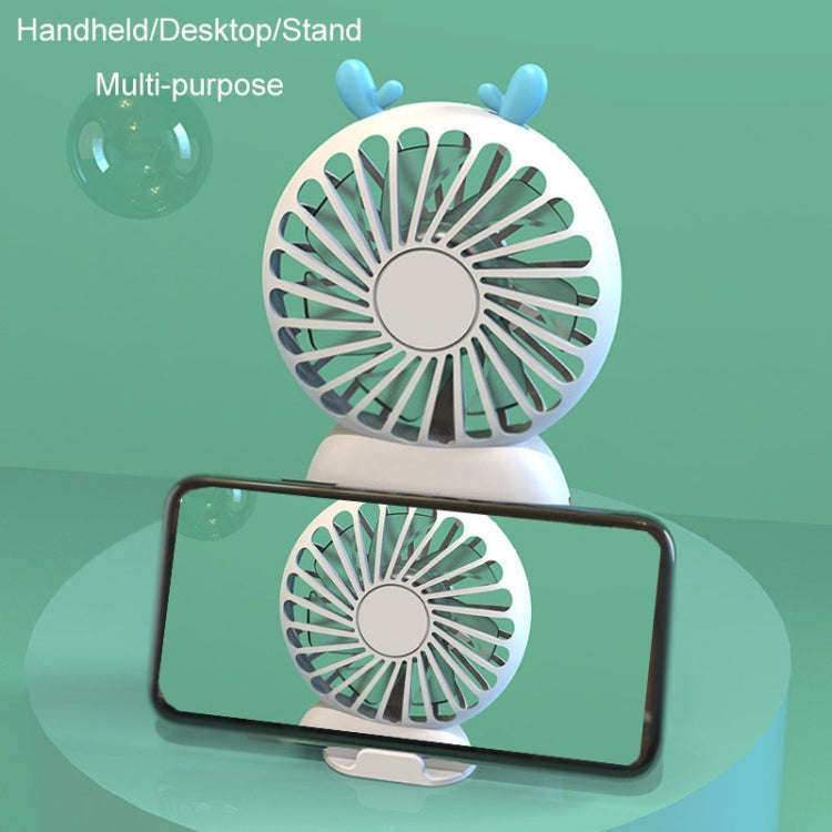 Summer Cartoon Pocket Handheld Stand Fan Rechargeable Silent Mini Fan(Green)