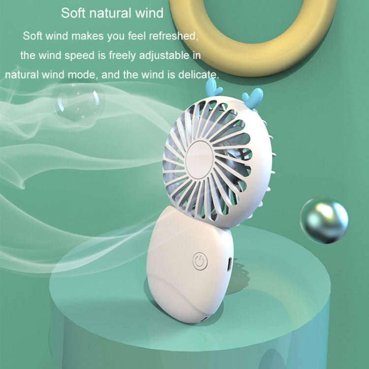 Summer Cartoon Pocket Handheld Stand Fan Rechargeable Silent Mini Fan(Green)
