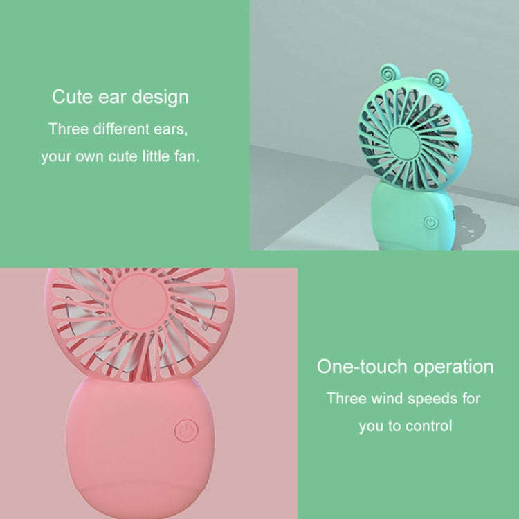 Summer Cartoon Pocket Handheld Stand Fan Rechargeable Silent Mini Fan(Green)