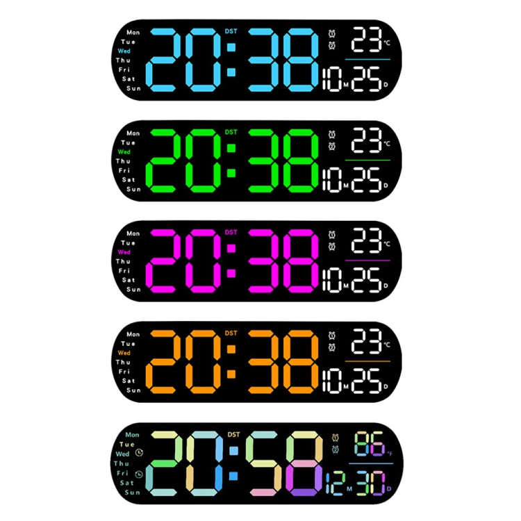 Remote Control Digital Display Atmosphere Light Wall Clock Living Room Decoration Clock, Color: O...