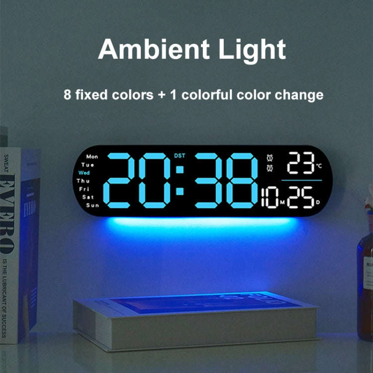 Remote Control Digital Display Atmosphere Light Wall Clock Living Room Decoration Clock, Color: O...