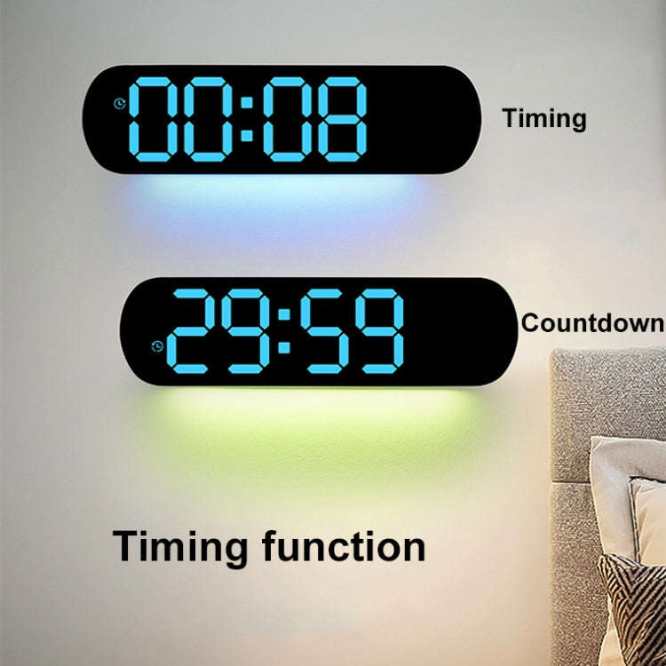 Remote Control Digital Display Atmosphere Light Wall Clock Living Room Decoration Clock, Color: G...