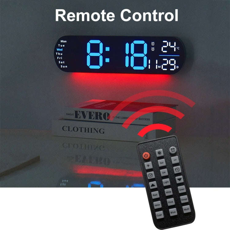 Remote Control Digital Display Atmosphere Light Wall Clock Living Room Decoration Clock, Color: O...