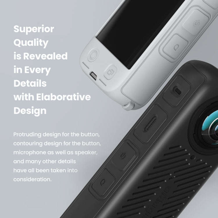 For Insta360 X4 AMagisn Silicone Protective Cover Body Case + Lens Cover Black