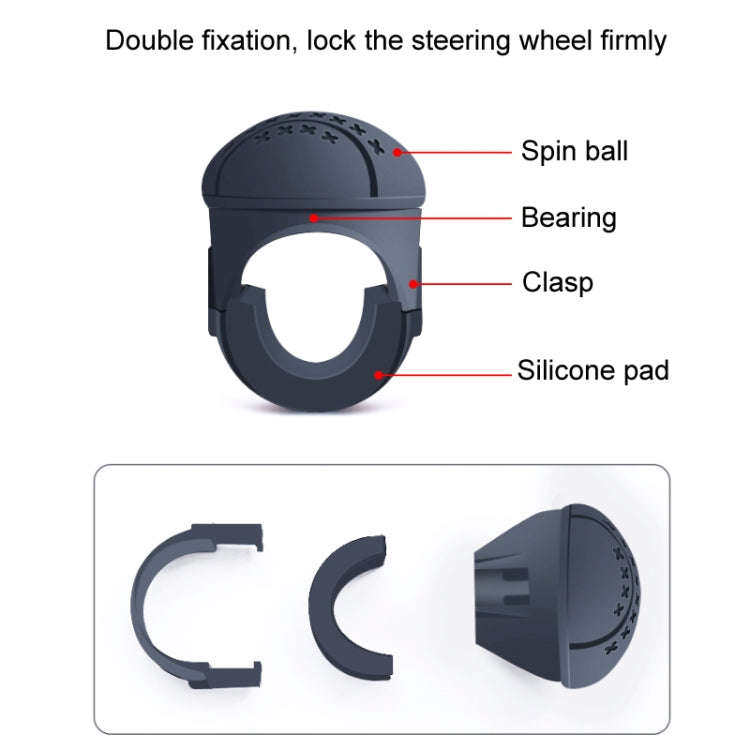 Steering Wheel One-Hand Turning Bearing Type Power-Saving Ball(Black)