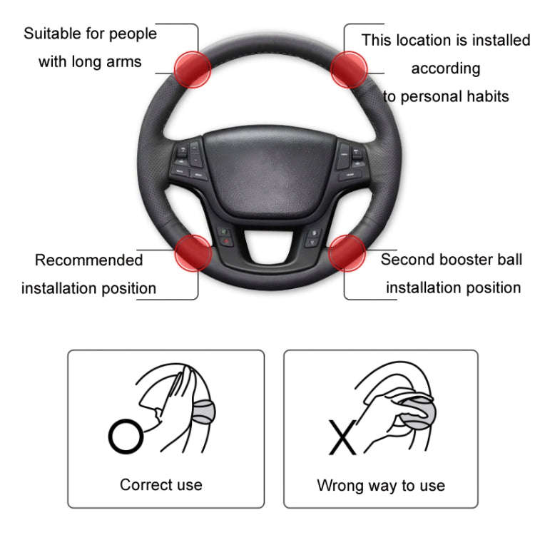 Automobile Multifunctional Bearing Steering Wheel Power Ball(Oval Black)