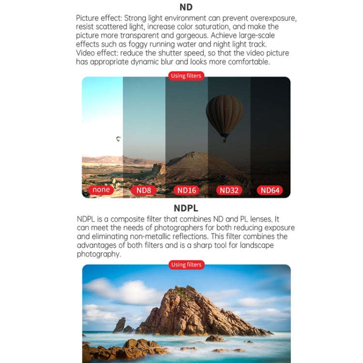JSR-2050-18 ND8+ND16+ND32+ND64 For DJI Avata 2 Traverser Filter Accessories Camera Scrim Polarizi...