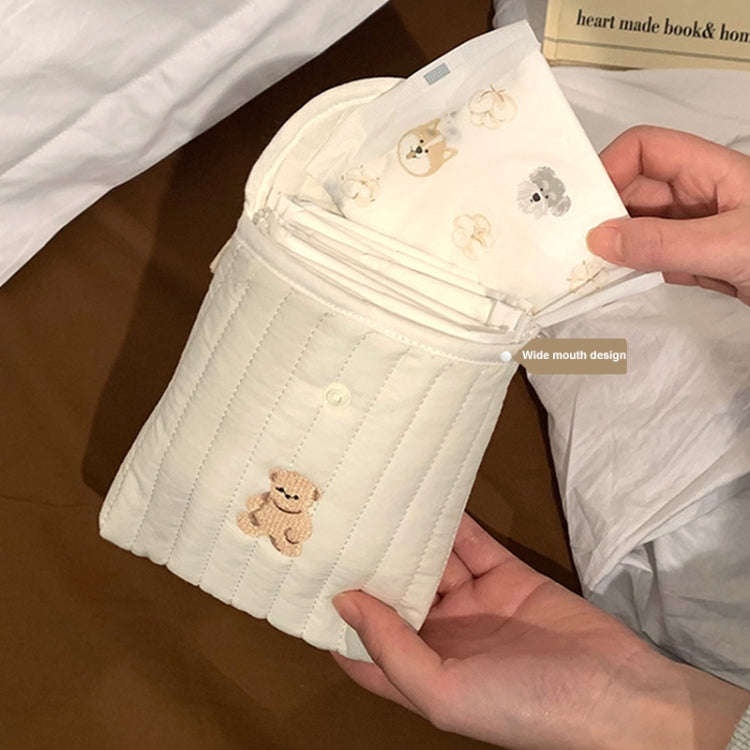 Embroidered Cartoon Cute Sanitary Napkin Mini Storage Bag, Color: Rabbit Tulip