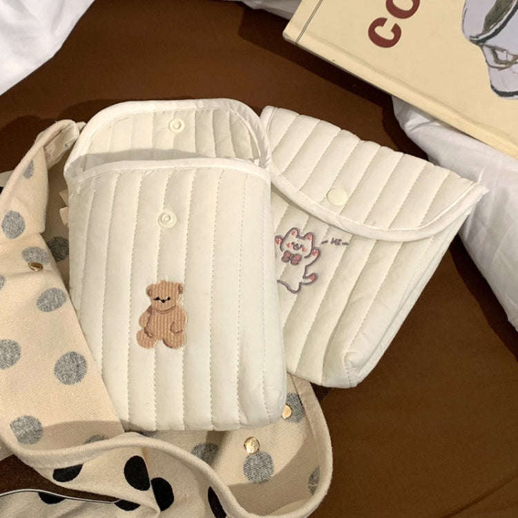 Embroidered Cartoon Cute Sanitary Napkin Mini Storage Bag, Color: Rabbit Tulip
