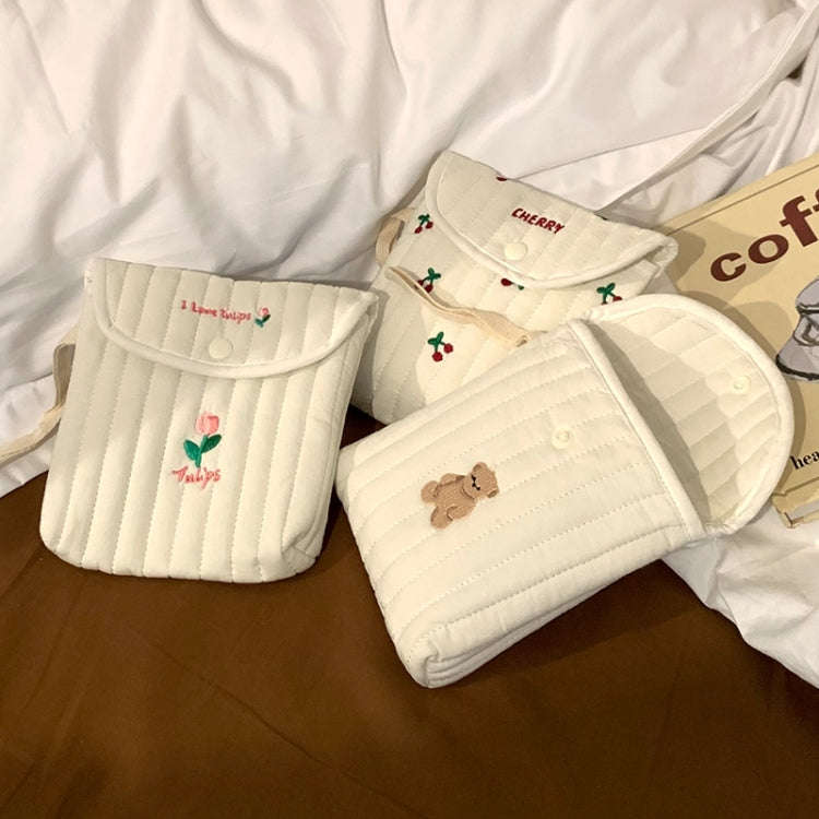 Embroidered Cartoon Cute Sanitary Napkin Mini Storage Bag, Color: Rabbit Tulip