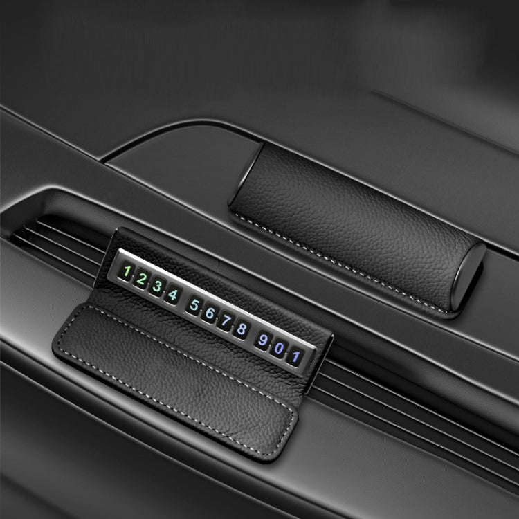 Car Front Windshield Temporary Parking Number Plate Interior Decoration(Black)