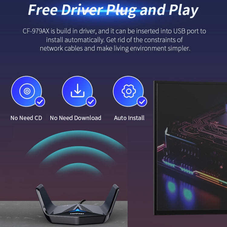 COMFAST CF-979AX WiFi6 5374Mbps USB-C / Type-C Wireless Network Card WiFi Receiver