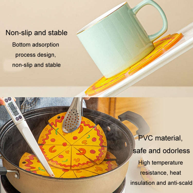 Silicone Insulated Table Placemat Pizza Shaped Bowl Mat PVC Coasters, Size: Small
